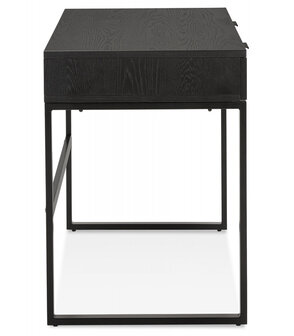 Rechte design bureau &#039;DOMINIK&#039; van hout en zwart metaal - 120x60 cm