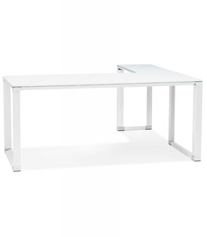 Groot hoekbureau van wit glas &#039;XLINE&#039; (hoek naar keuze) - 200 cm