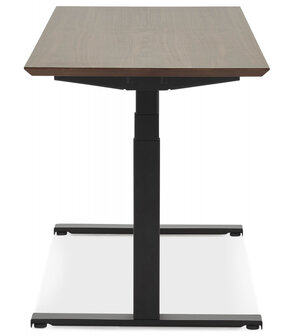 Zwarte elektrische zit/sta-bureau &#039;BIONIK&#039; met blad in notenhouten afwerking - 150x70 cm
