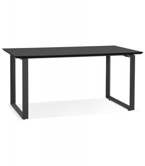 Grote rechte directiebureau &#039;GIMINI&#039; van hout en zwart metaal - 180x90 cm