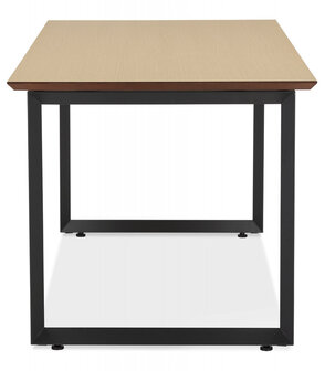 Grote rechte directiebureau &#039;GIMINI&#039; van natuurkleurig afgewerkte hout en zwart metaal - 180x90 cm