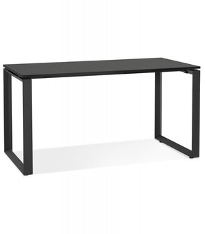 Rechte design bureau &#039;BAKUS&#039; van zwart hout en metaal - 160x80 cm