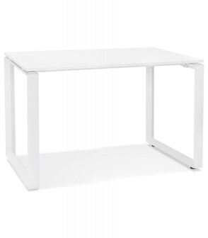 Kleine rechte design bureautafel &#039;BAKUS&#039; van wit hout en metaal - 120x60 cm