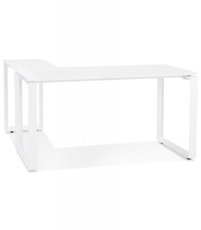 Design hoekbureau &#039;BAKUS&#039; van wit hout en metaal - 160 cm
