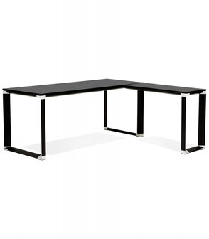 Groot hoekbureau van zwart hout &#039;XLINE&#039; (hoek naar keuze) - 200 cm