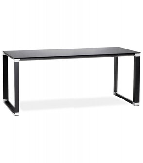 Groot recht directiebureau &#039;XLINE&#039; van zwart glas - 200x100 cm