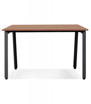 Rechte design bureau &#039;AMADEUS&#039; van hout met notenhoutafwerking en zwart metaal - 160x80 cm