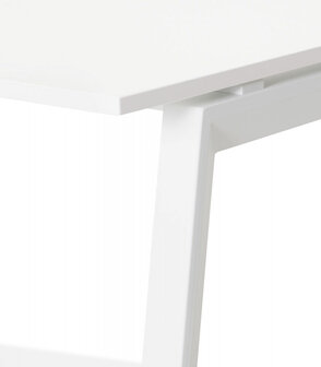 Rechte design bureau &#039;AMADEUS&#039; van hout en wit metaal - 160x80 cm