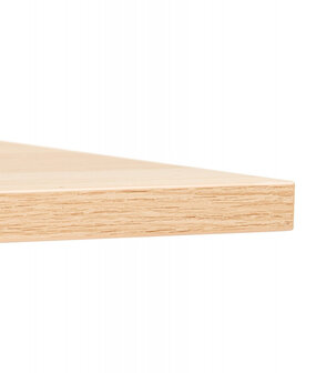 Dubbele rechte design bureau &#039;AMADEUS&#039; van natuurlijk afgewerkt hout en wit metaal - 280x140 cm