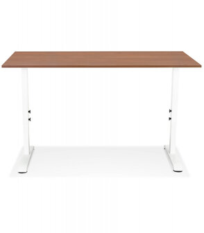 In hoogte verstelbare bureau &#039;OSMOSE&#039; van notenhout en wit metaal - 160x80 cm