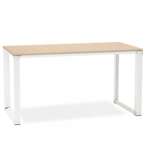Groot recht directiebureau &#039;XLINE&#039; 200 in natuurlijke houtafwerking met witte structuur - 200x100 cm