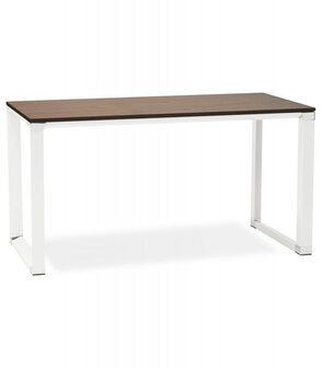 Groot recht directiebureau &#039;XLINE&#039; 200 in walnootafwerking met witte structuur - 200x100 cm