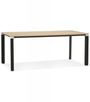 Design vergader- / eettafel &#039;XLINE&#039; 200 in natuurlijke houtafwerking met zwarte structuur - 200x100 cm