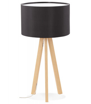 Tafellamp &#039;SPRING MINI&#039; op driepoot met zwarte lampenkap in Scandinavische stijl