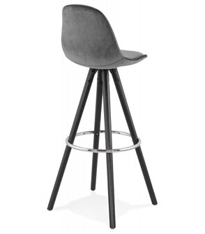 Barkruk &#039;SPIRIT&#039; in grey fluweel en poten in zwart hout