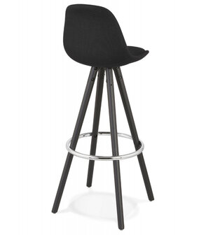 Design barkruk &#039;DANI&#039; van zwarte stof en hout