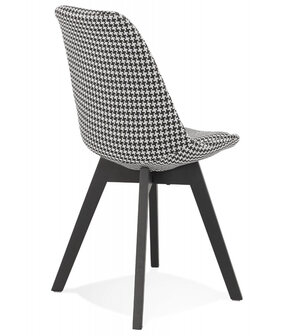 Stoel in pied-de-poule-print stof &#039;JOE&#039; met structuur in zwart hout