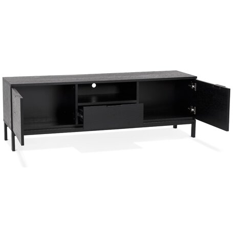 Design tv-meubel 'CATODIK' van hout en zwart metaal