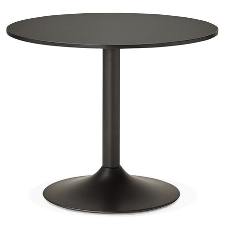 Kleine, ronde, zwarte bureau-/eettafel 'ATLANTA' - Ø 90 cm