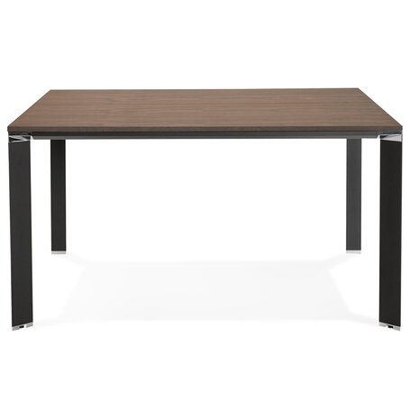 Vergadertafel / bench-bureau 'XLINE SQUARE' met notenhouten afwerking en zwart metaal - 140x140 cm