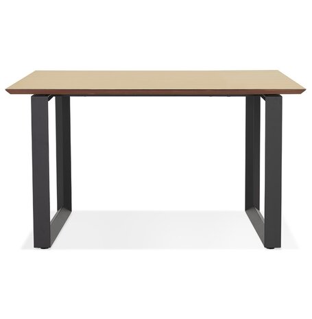 Rechte directiebureau 'GIMINI' van natuurkleurig afgewerkte hout en zwart metaal - 130x70 cm