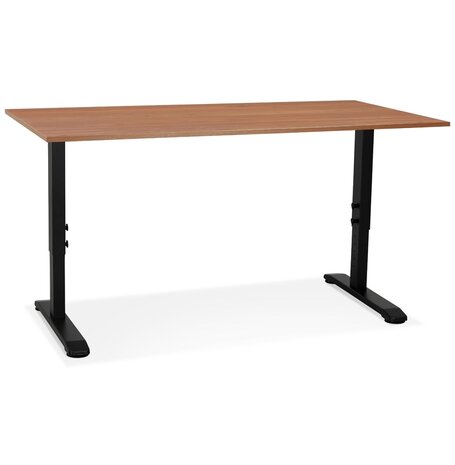 In hoogte verstelbare bureau 'OSMOSE' van notenhout en zwart metaal - 160x80 cm