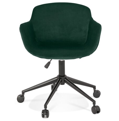 Chaise de bureau 'ROLLING' en velours vert sur roulettes