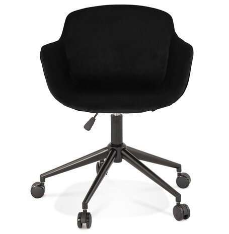 Chaise de bureau 'ROLLING' en velours noir sur roulettes