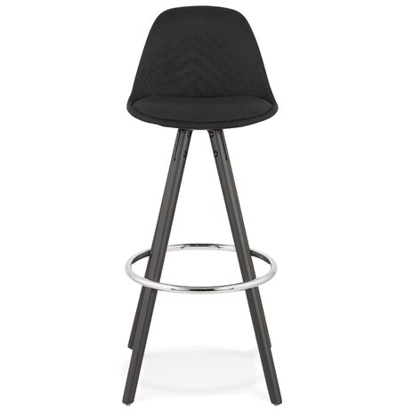 Design barkruk 'DANI' van zwarte stof en hout