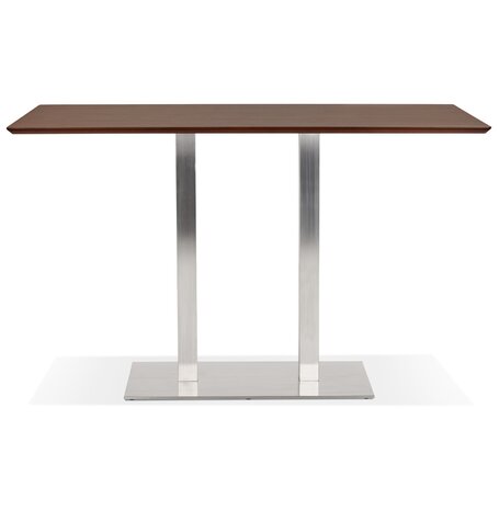 Hoge design tafel 'MAMBO BAR' met notenhouten afwerking en geborsteld metalen poot - 180x90 cm