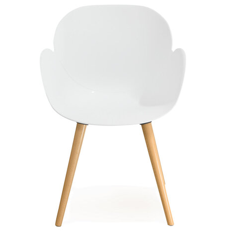 Witte stoel met Scandinavisch design ‘PICATA' met houten poten