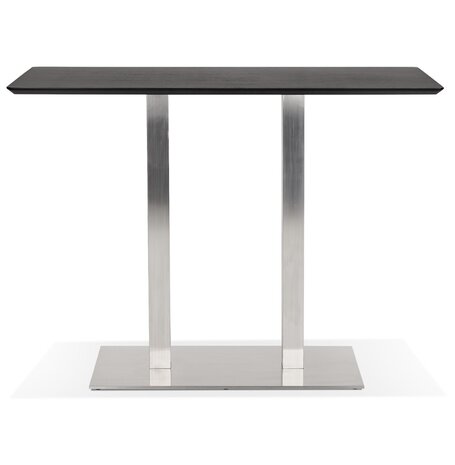 Zwarte hoge design tafel 'MAMBO BAR' met geborsteld metalen poot - 150x70 cm