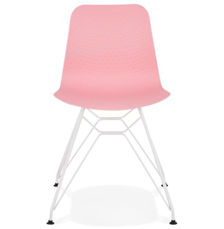 Moderne stoel 'GAUDY' roze met wit metalen voet