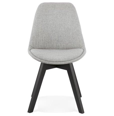 Designstoel 'WILLY' in grijze stof met poten in zwart hout