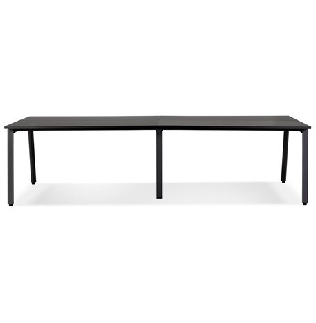 Dubbele rechte design bureau 'AMADEUS' van hout en zwart metaal - 280x140 cm