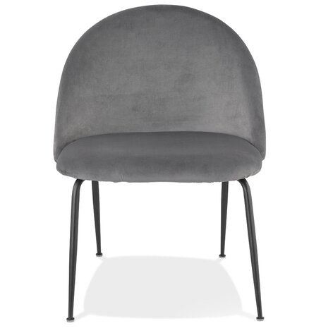 Loungefauteuil 'MERMAID' van lichtgrijs fluweel en zwarte metalen poten
