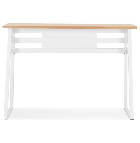 Hoge bartafel 'NIKI' van natuurlijk afgewerkt hout met witte metalen poot - 150x60 cm