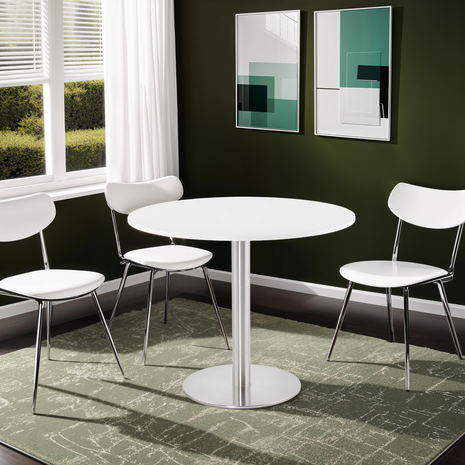 Kleine ronde bureautafel / eettafel 'DALLAS' wit - Ø 90 cm