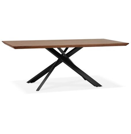 Design eettafel met x-vormige centrale voet 'WALABY' van hout met noten afwerking - 200x100 cm