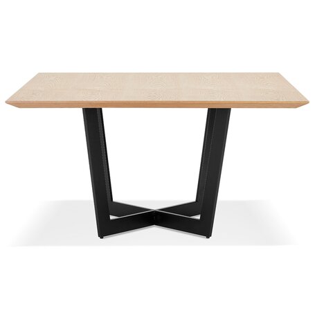 Vierkante eettafel 'ANITA' van natuurkleurig afgewerkt hout en zwart metaal - 140x140 cm