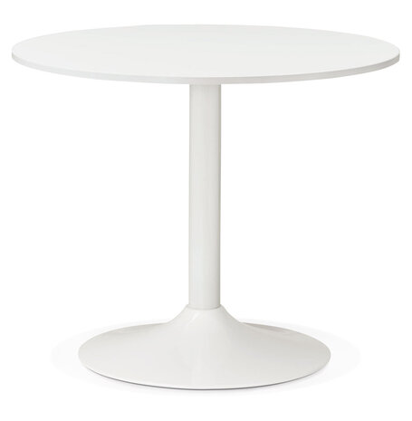 Kleine, ronde, witte bureau-/eettafel 'ORLANDO' - Ø 90 cm