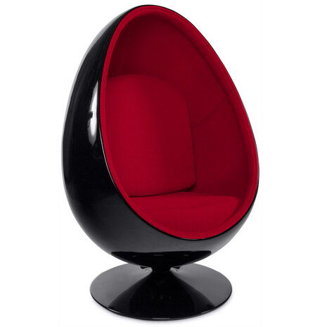 Zwart en rode eivormige zetel 'COCOON' eistoel