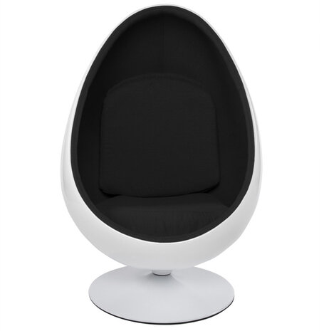 Wit en zwarte eivormige zetel 'COCOON' eistoel