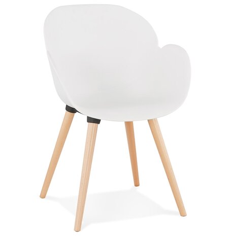 Witte stoel met Scandinavisch design ‘PICATA' met houten poten