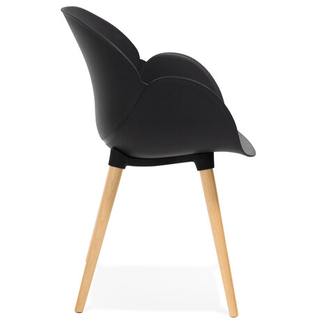 Zwarte stoel met Scandinavisch design ‘PICATA' met houten poten