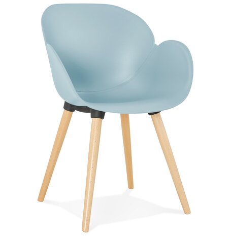 Scandinavische design stoel 'PICATA' blauw met houten poten