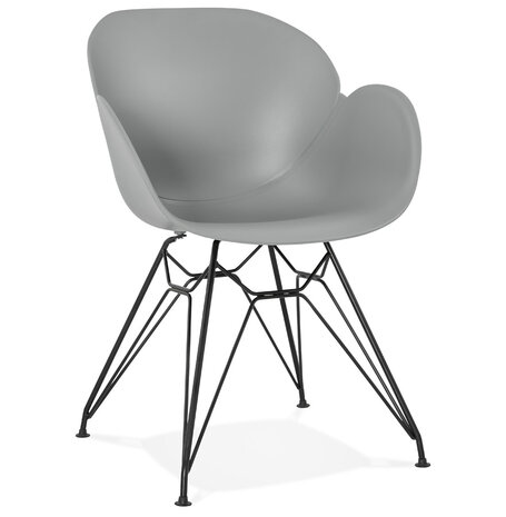 Design stoel 'SATELIT' grijs industriële stijl met zwart metalen voeten