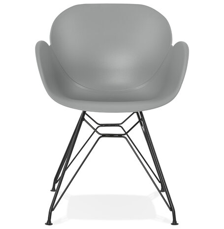 Design stoel 'SATELIT' grijs industriële stijl met zwart metalen voeten