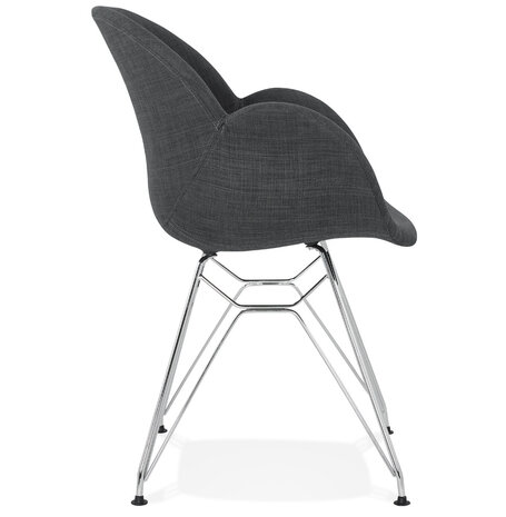 Moderne stoel 'ORIGAMI' met donkergrijze stof met wit metalen voeten