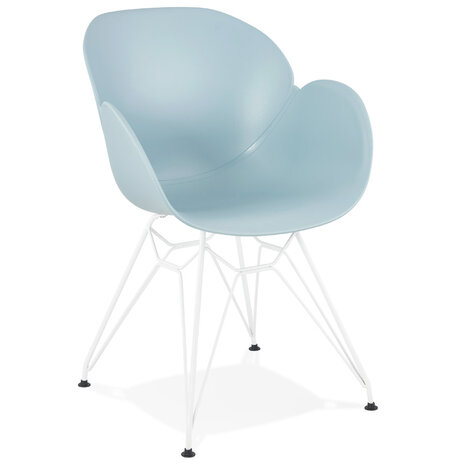 Moderne stoel 'FIDJI' blauw met wit metalen voeten